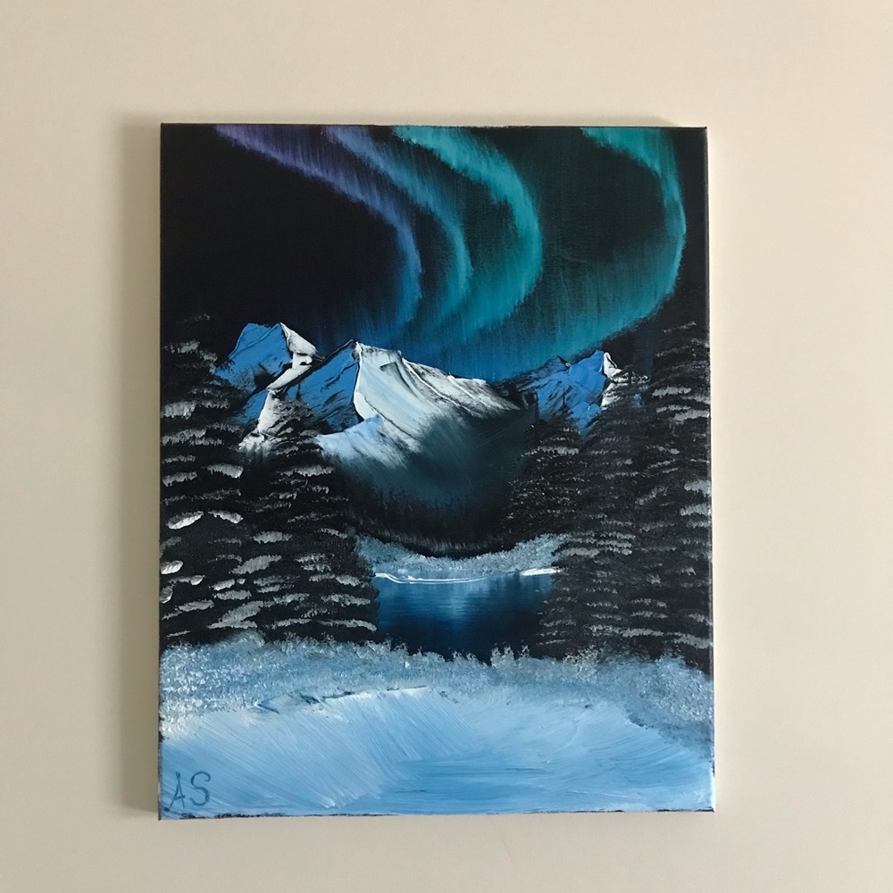 Hand-Painted Northern Lights On Canvas